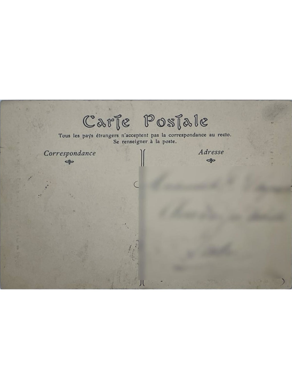 Verso de la carte postale