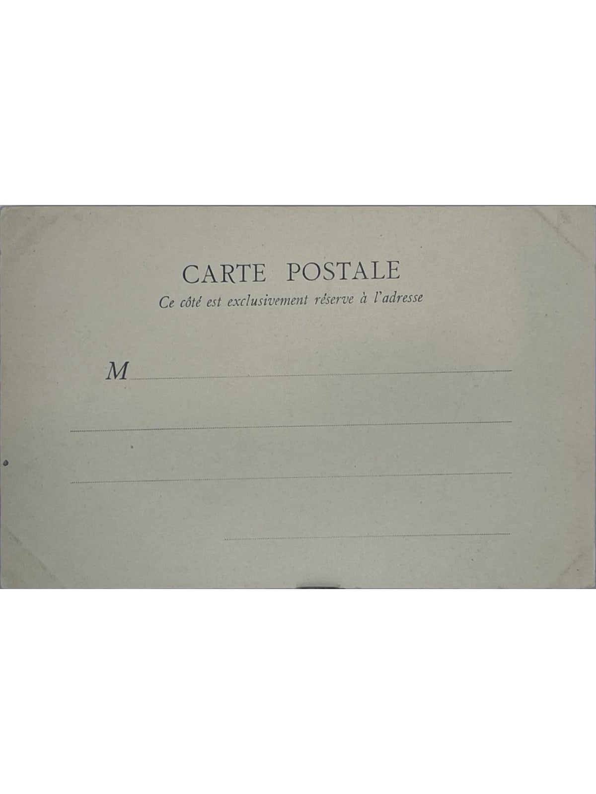 Verso de la carte postale