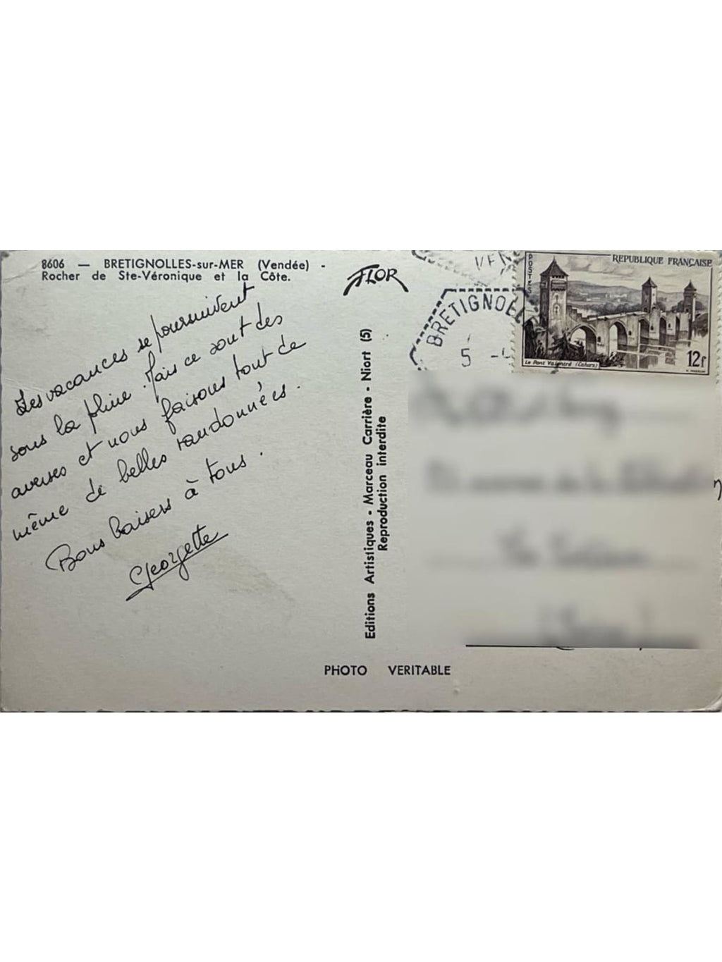 Verso de la carte postale