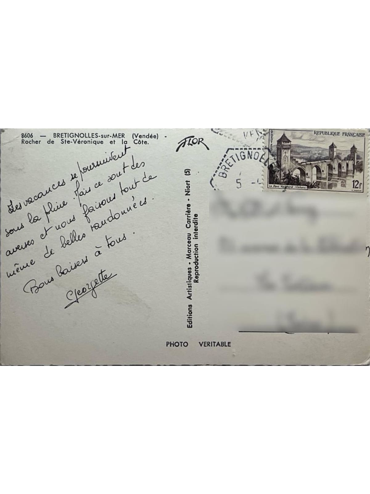 Verso de la carte postale