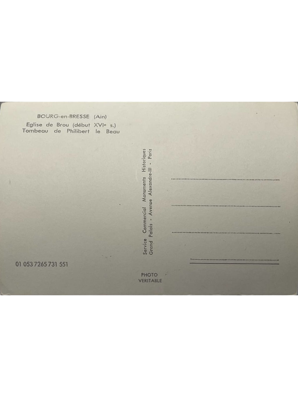 Verso de la carte postale
