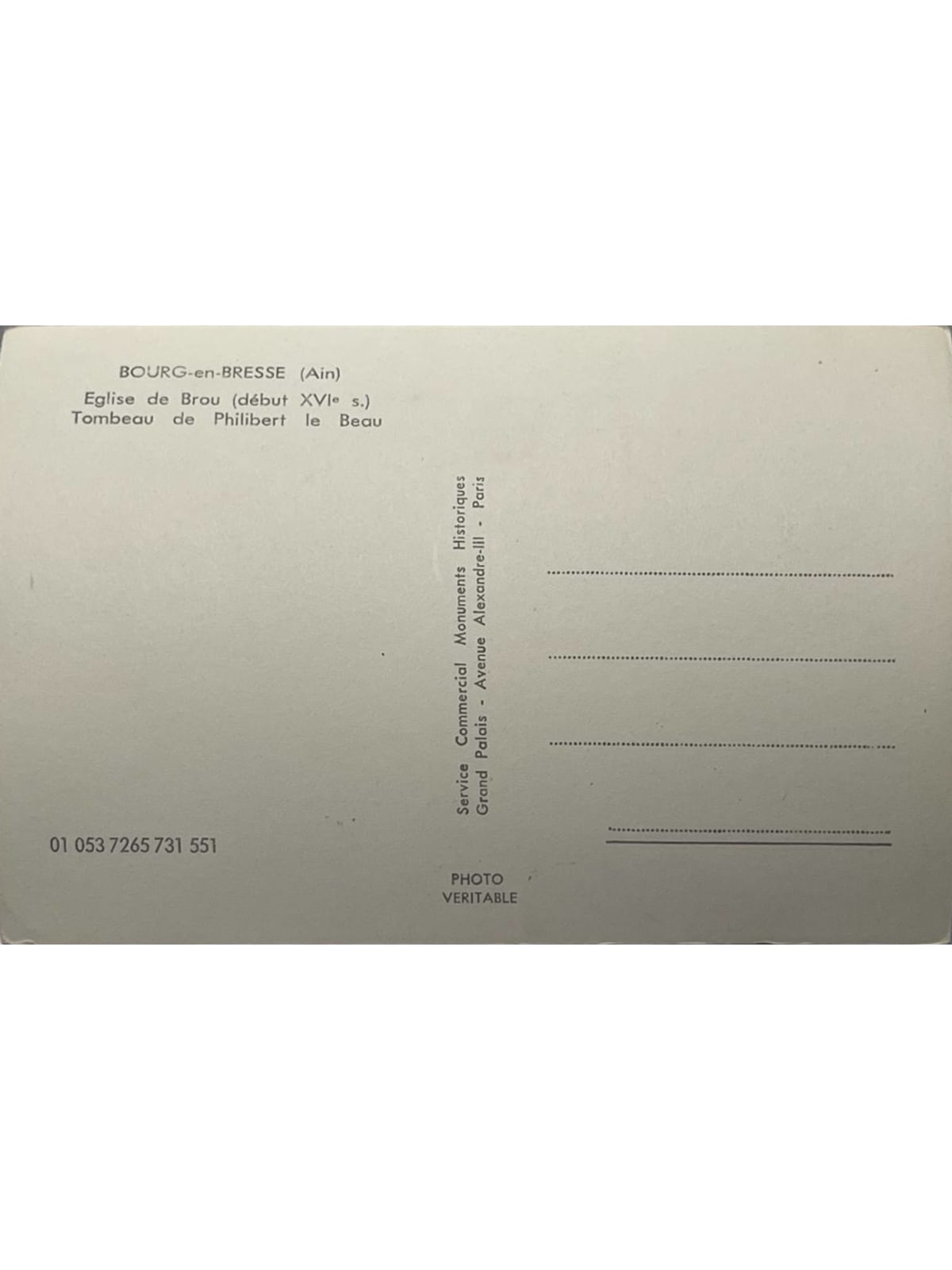 Verso de la carte postale