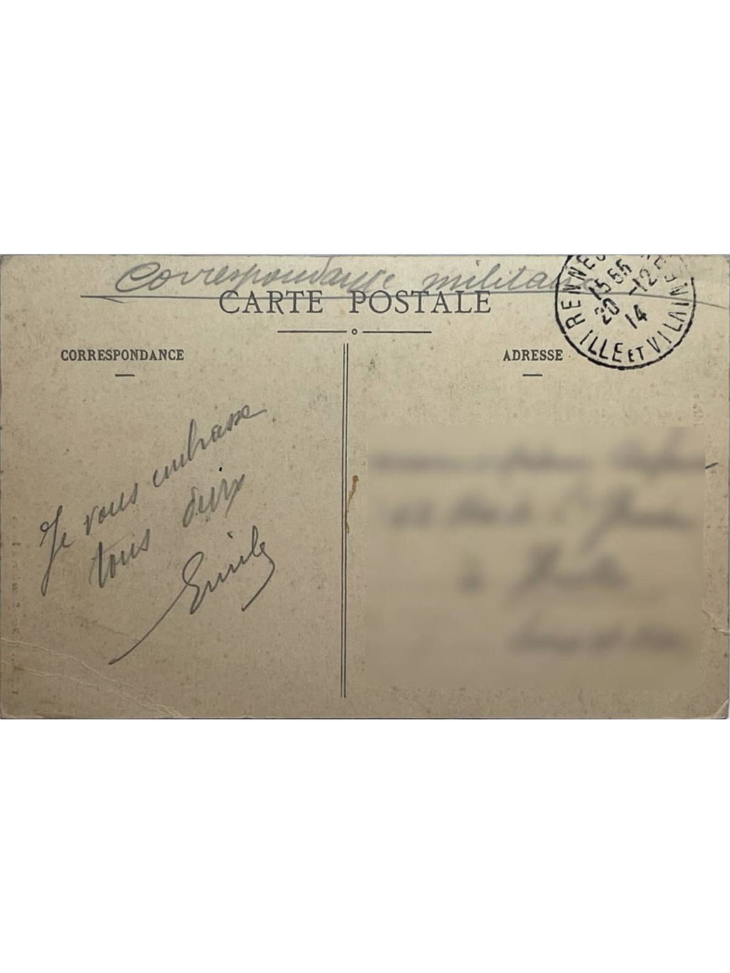 Verso de la carte postale