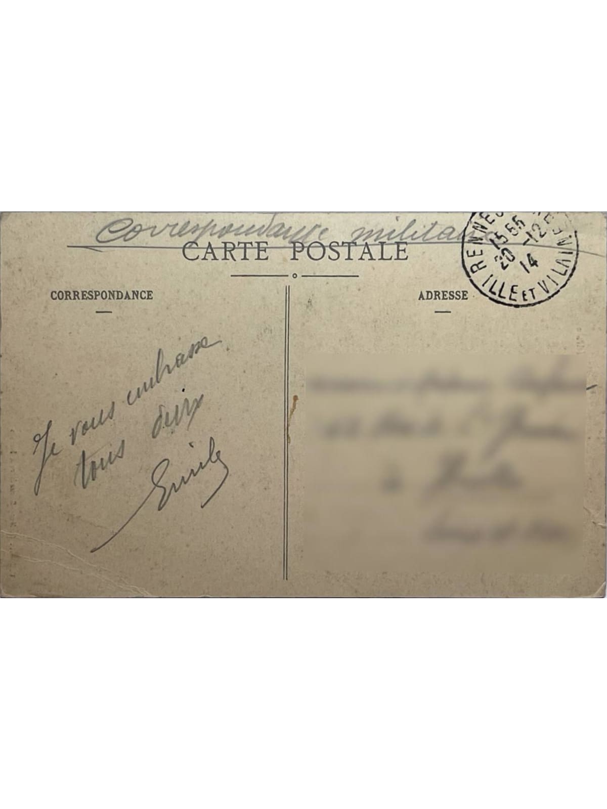 Verso de la carte postale