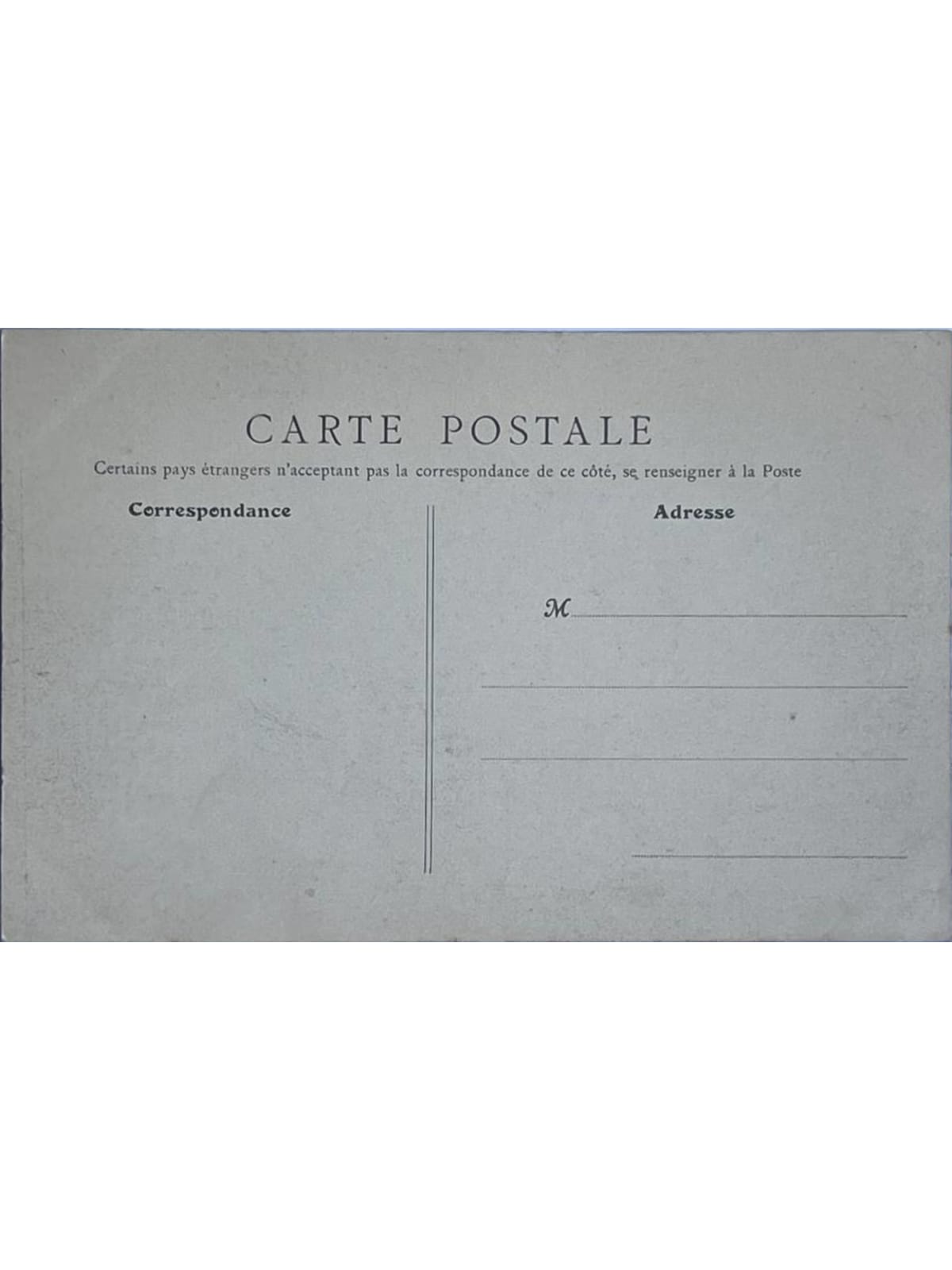 Verso de la carte postale