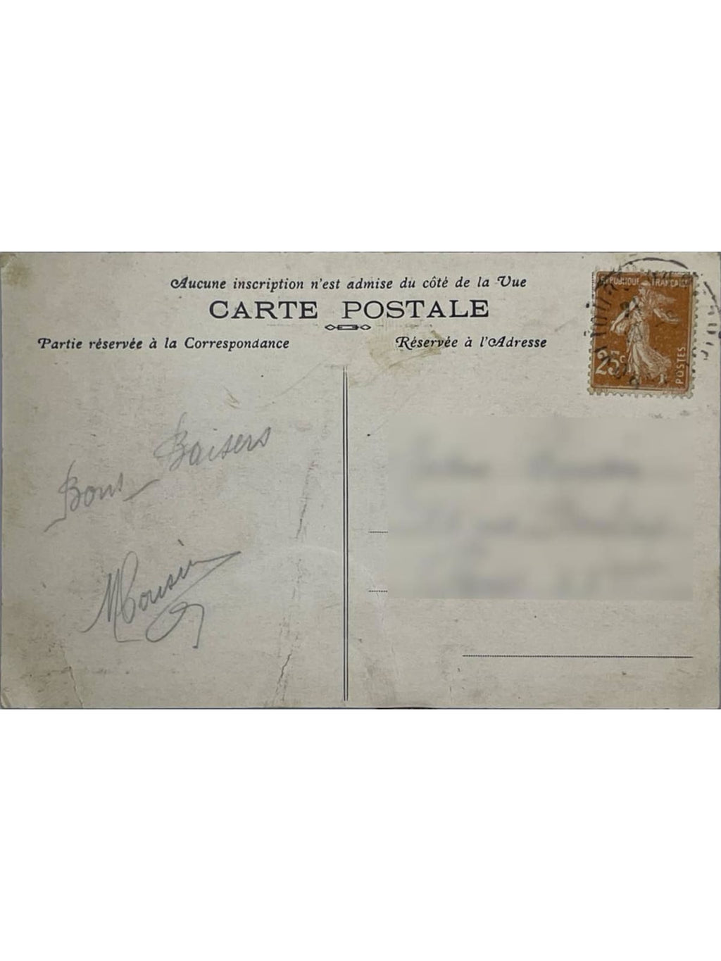 Verso de la carte postale