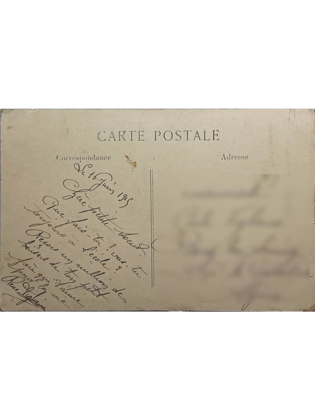 Verso de la carte postale