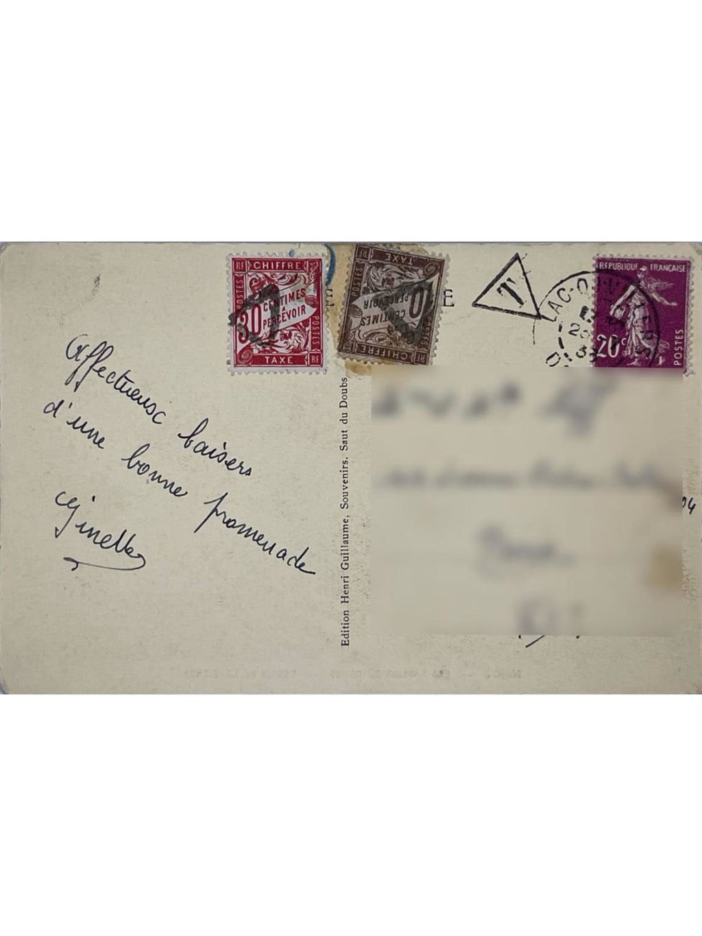 Verso de la carte postale