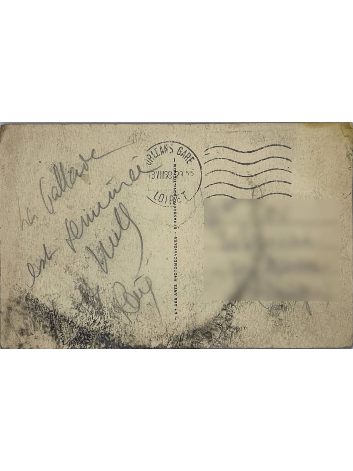 Verso de la carte postale