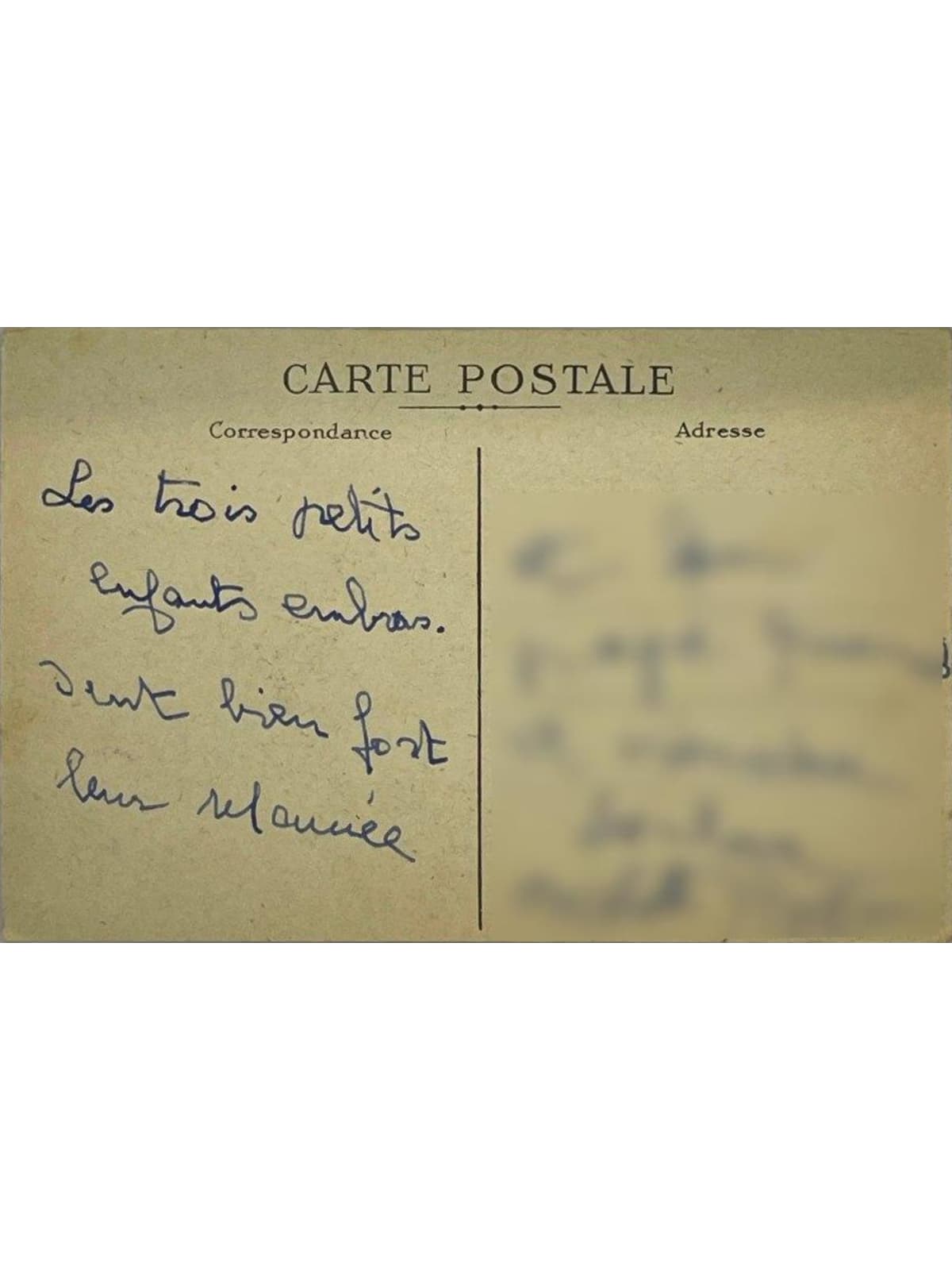 Verso de la carte postale