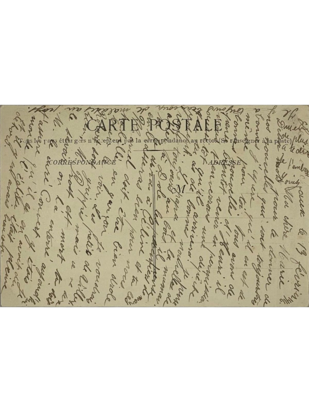 Verso de la carte postale