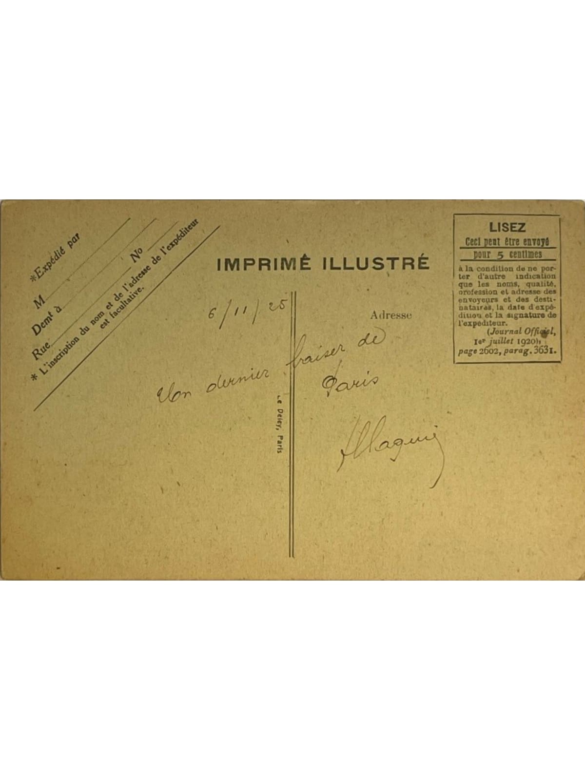 Verso de la carte postale