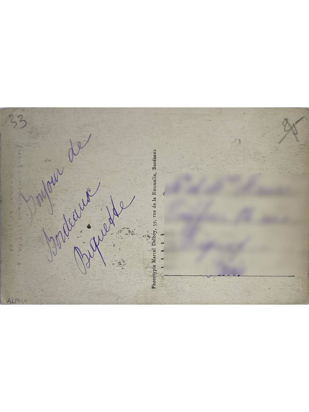 Verso de la carte postale