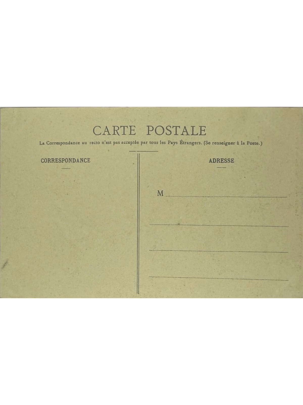 Verso de la carte postale