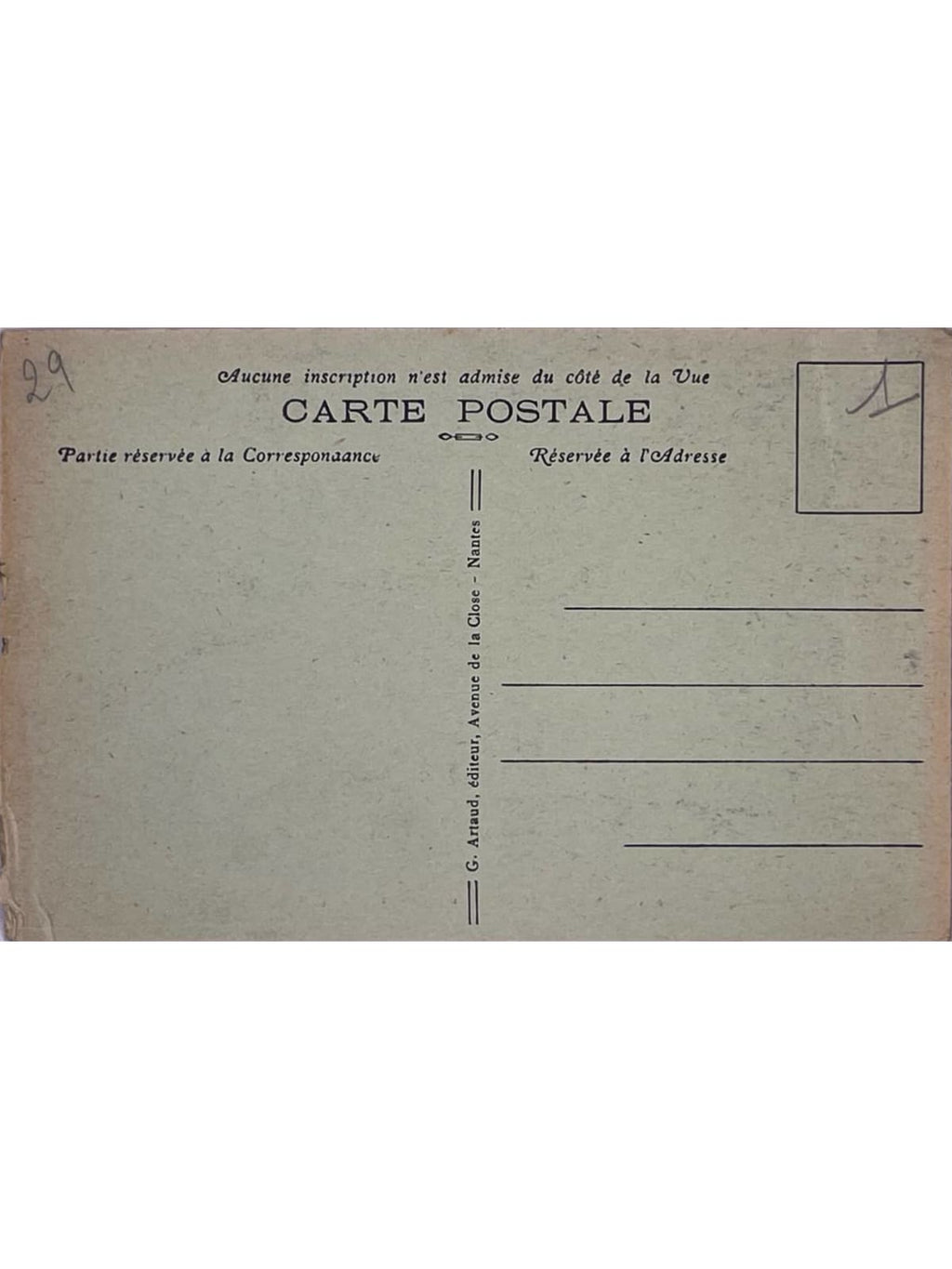 Verso de la carte postale