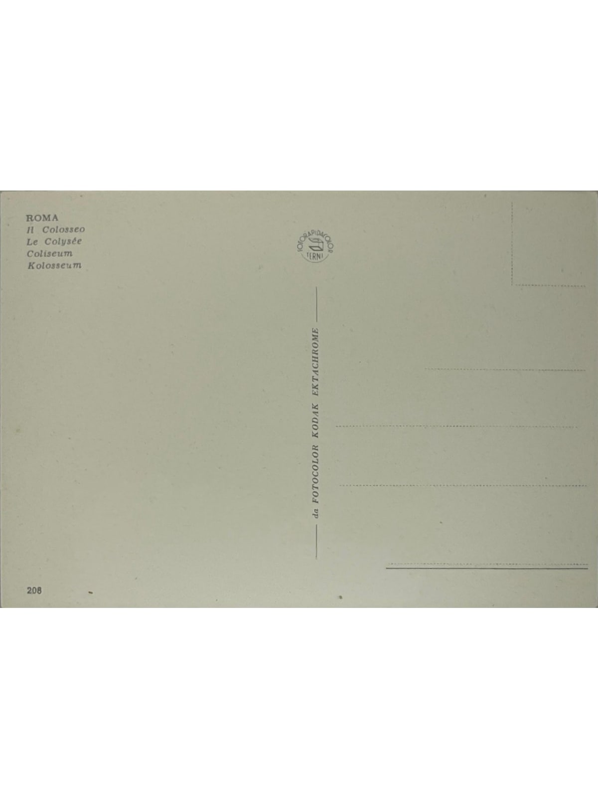 Verso de la carte postale