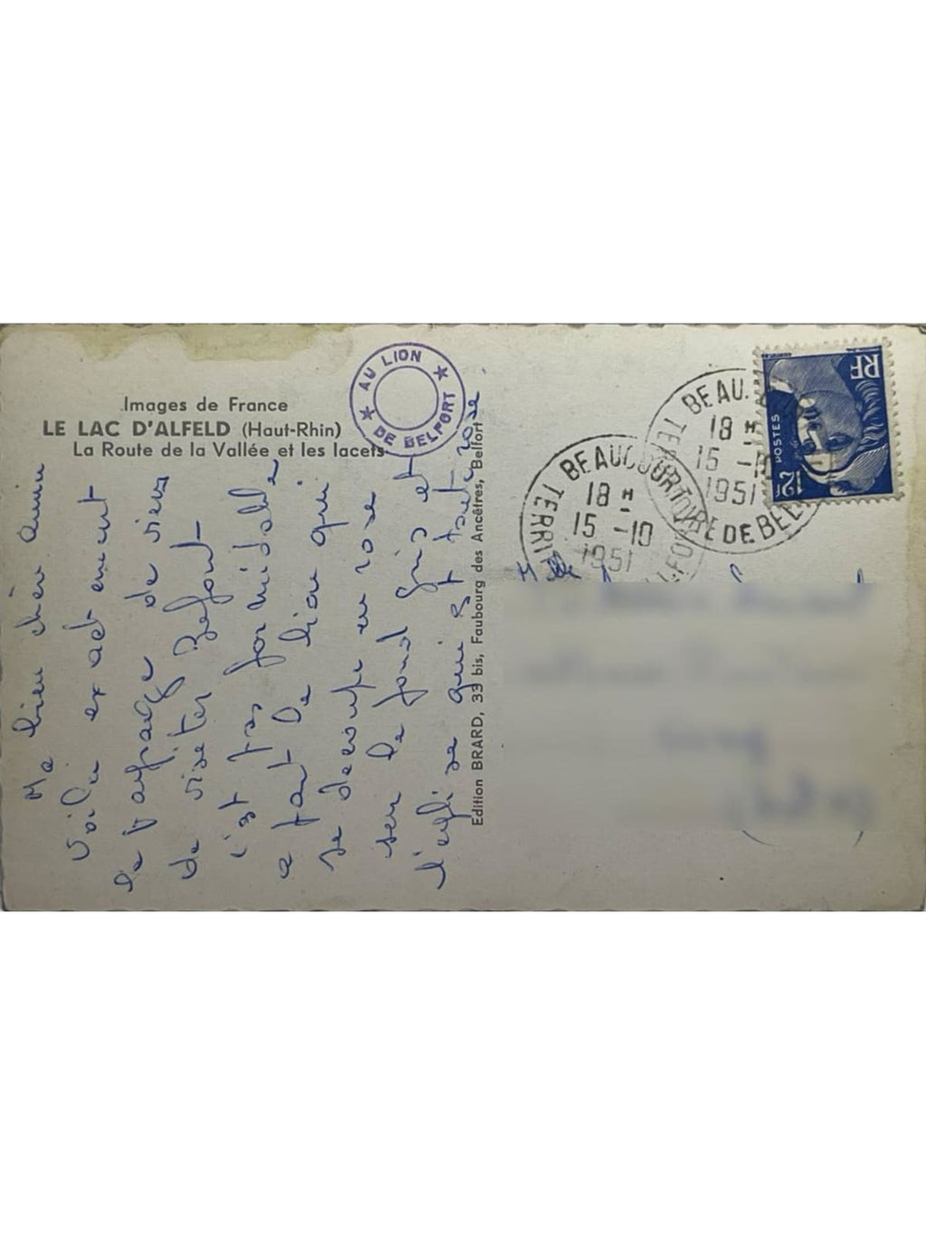 Verso de la carte postale