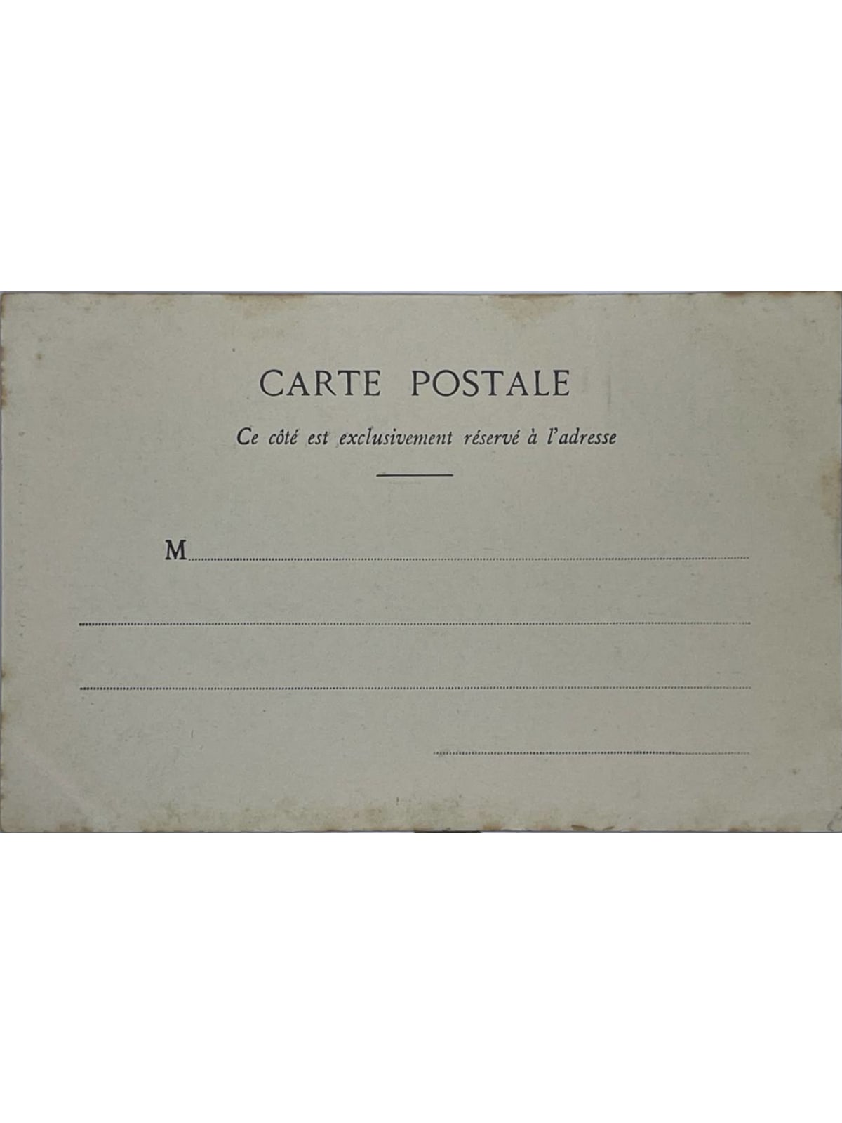 Verso de la carte postale