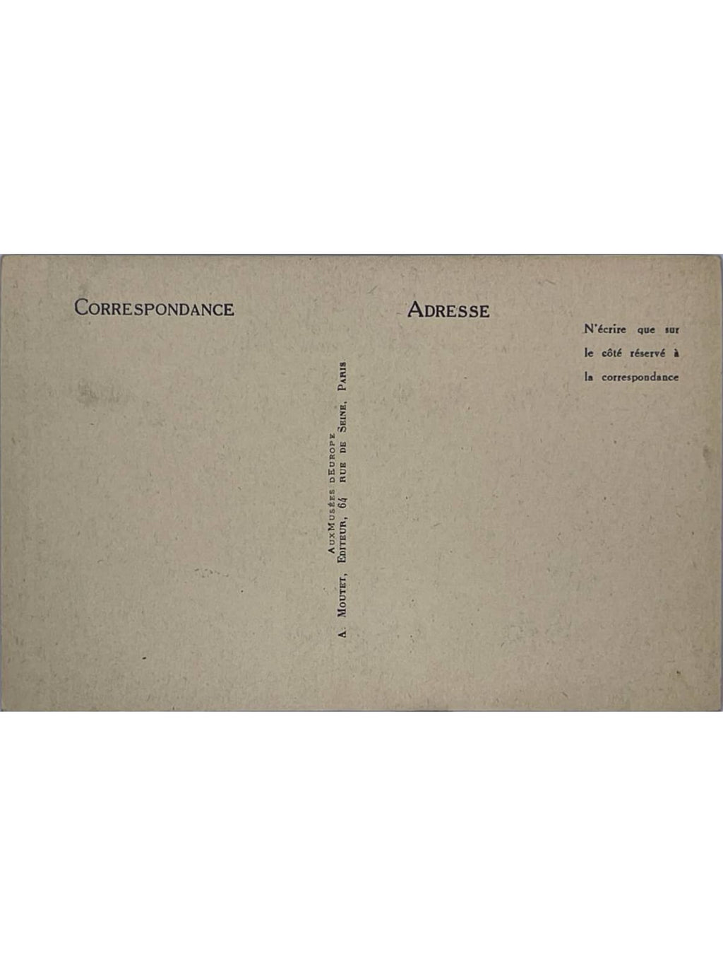 Verso de la carte postale