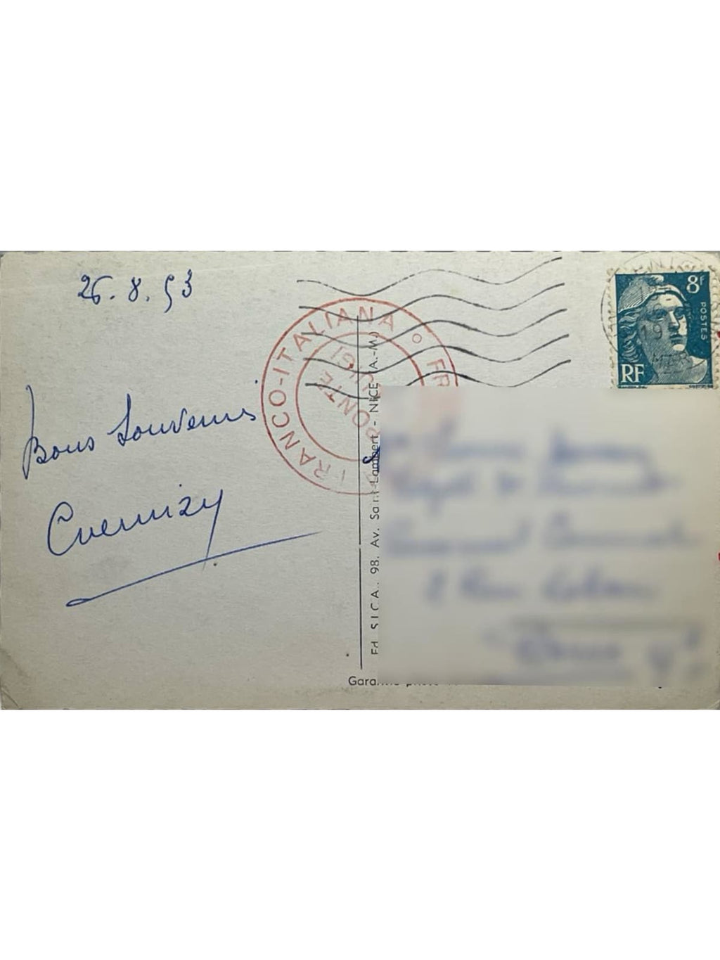 Verso de la carte postale