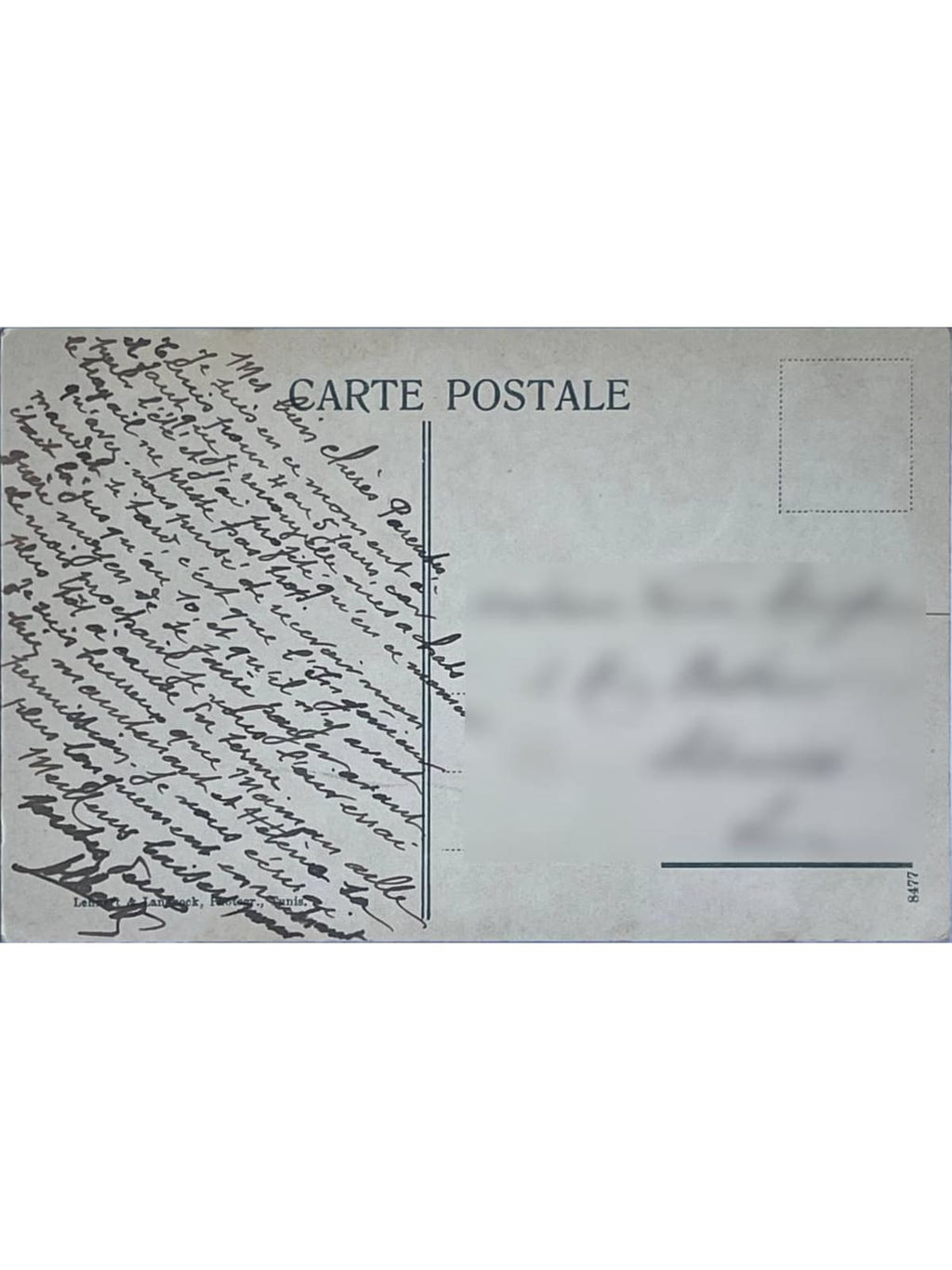 Verso de la carte postale