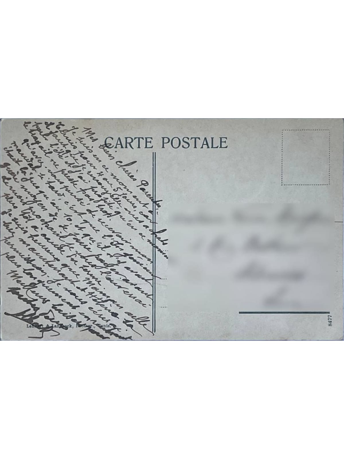 Verso de la carte postale