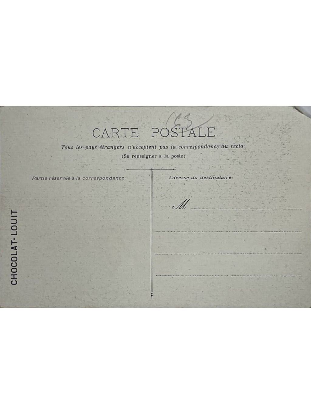 Verso de la carte postale