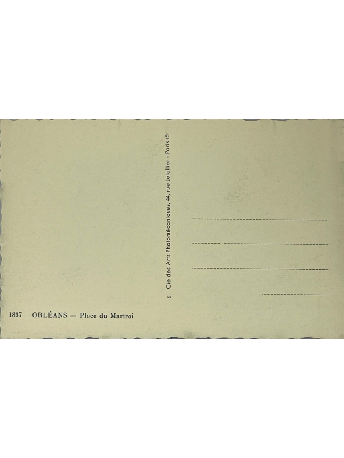 Verso de la carte postale
