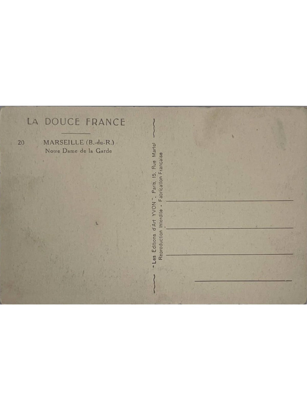 Verso de la carte postale