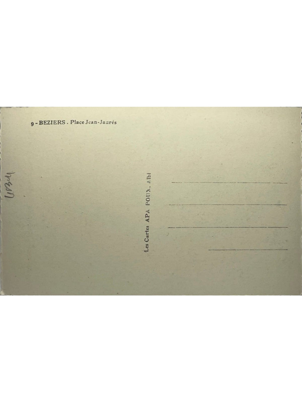Verso de la carte postale