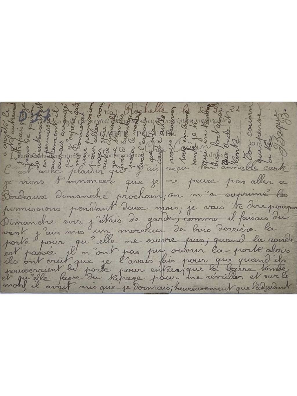 Verso de la carte postale