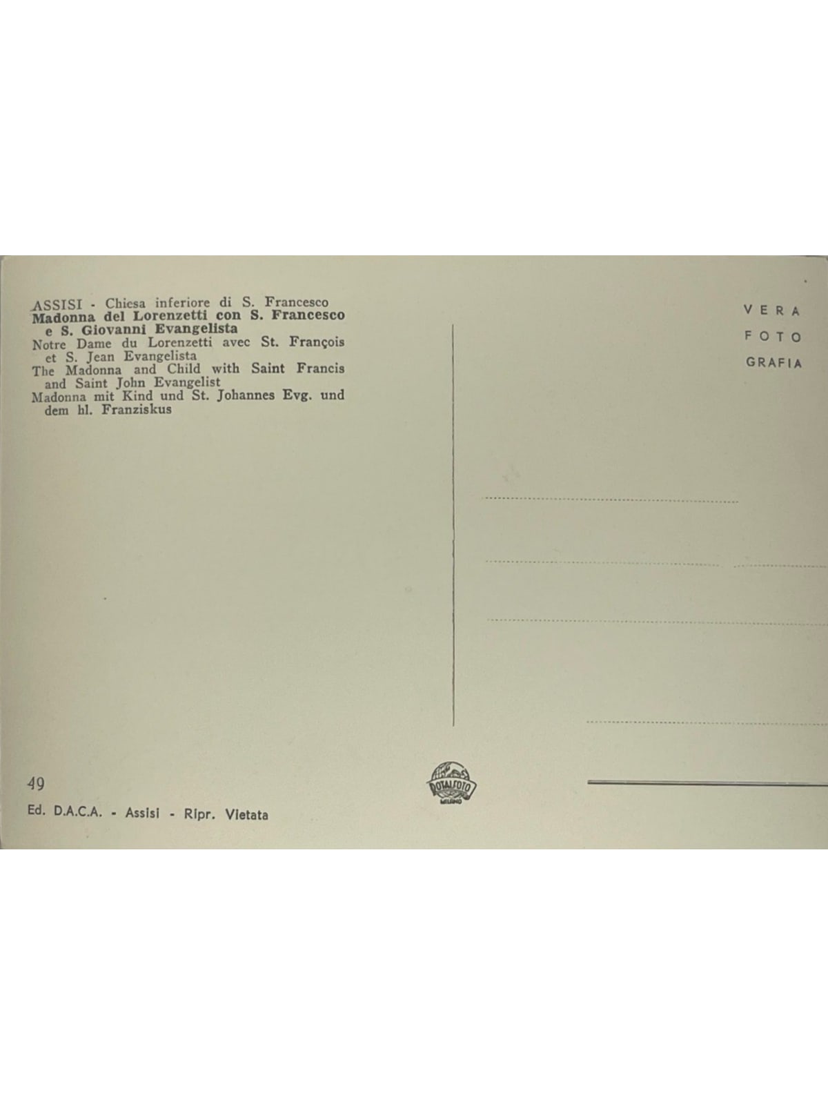 Verso de la carte postale