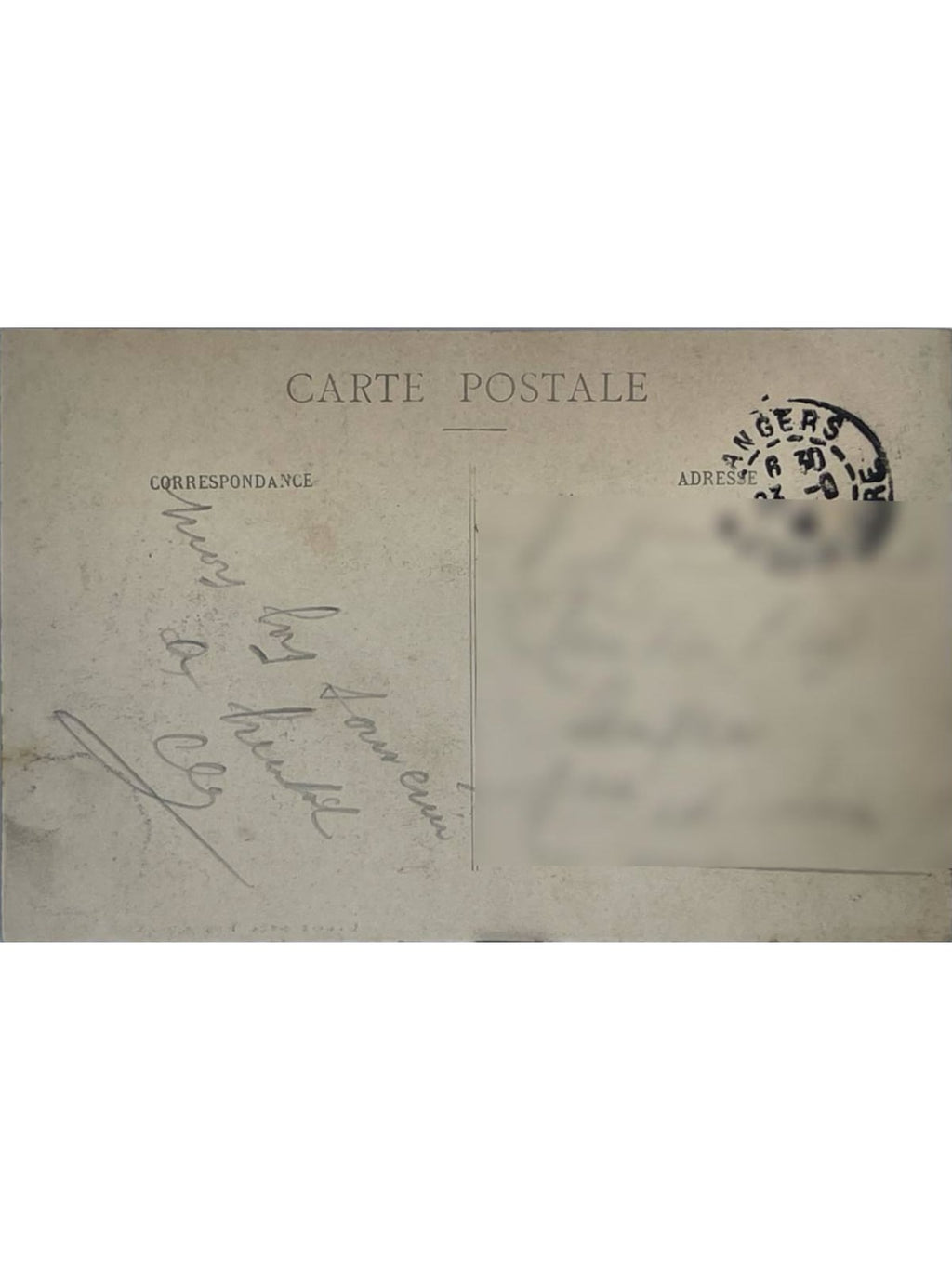 Verso de la carte postale