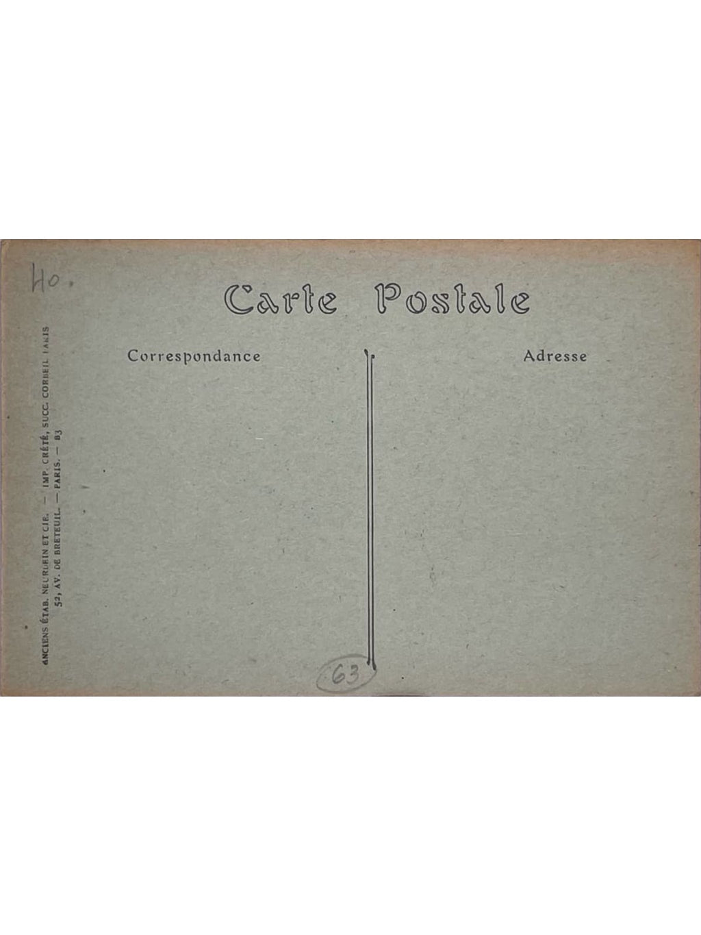 Verso de la carte postale