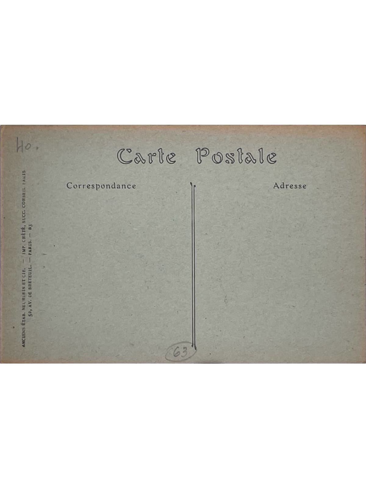 Verso de la carte postale