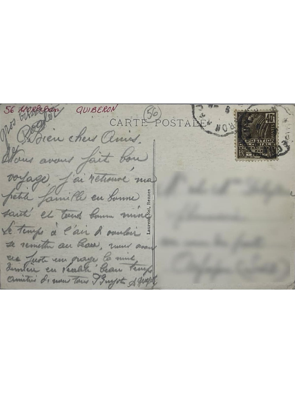 Verso de la carte postale