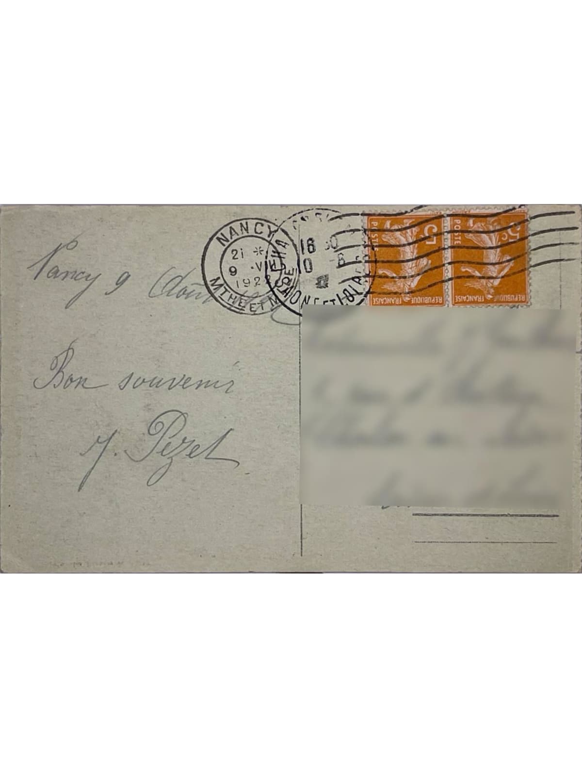 Verso de la carte postale