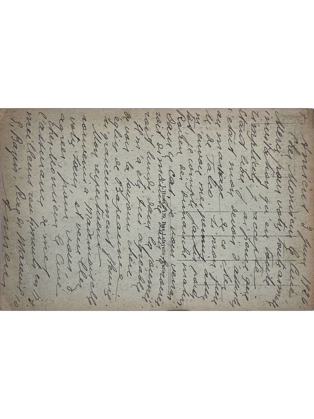 Verso de la carte postale