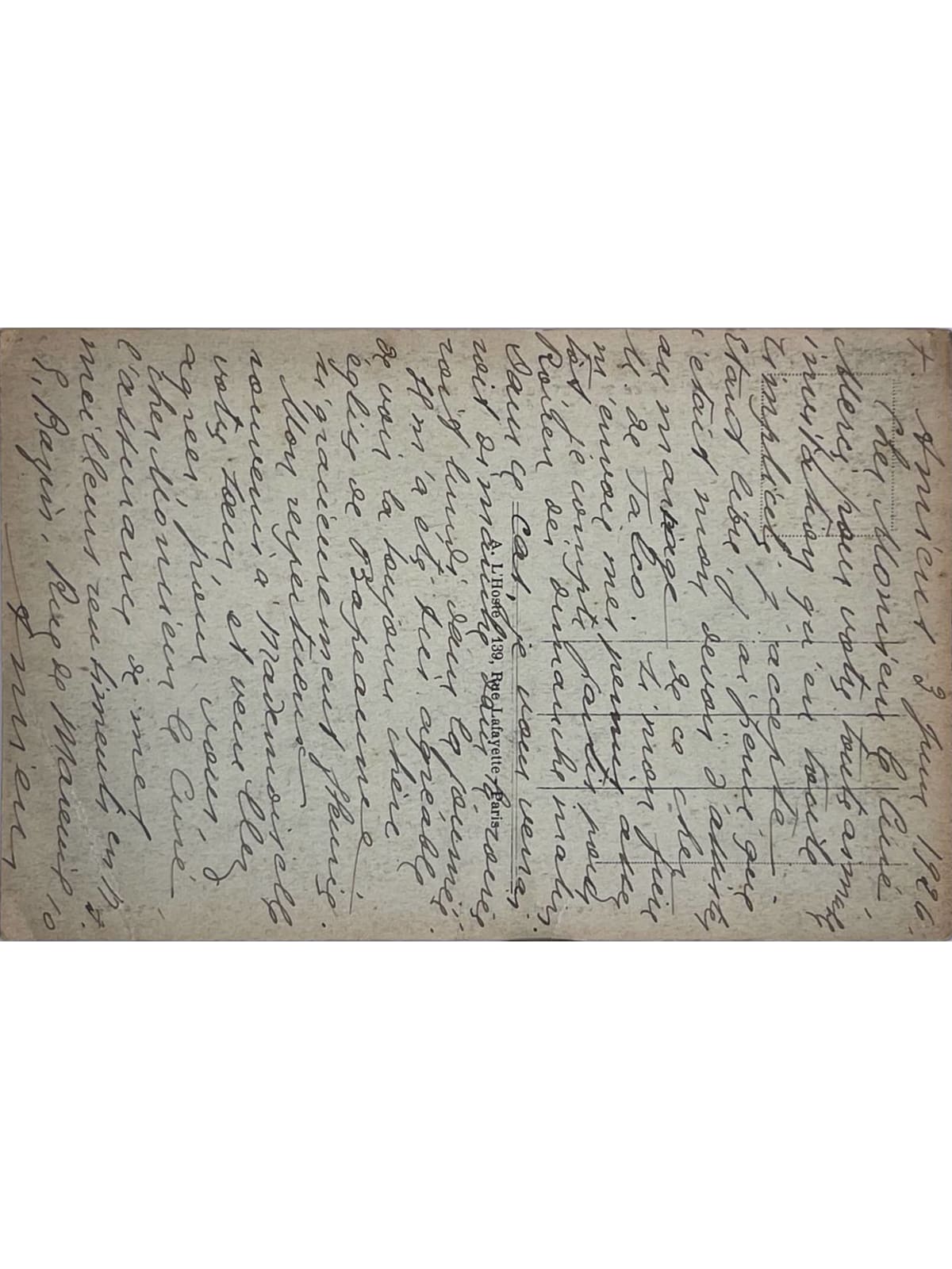 Verso de la carte postale