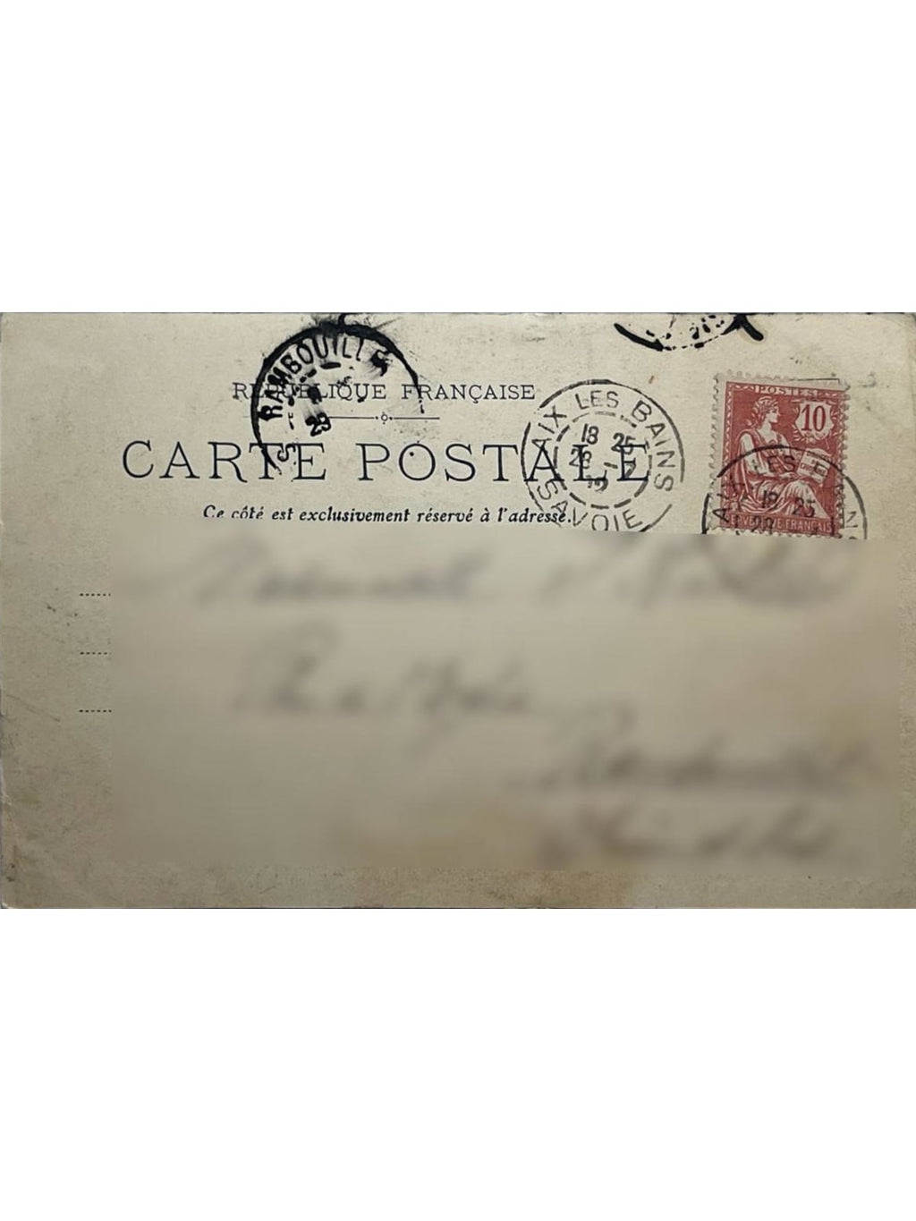 Verso de la carte postale