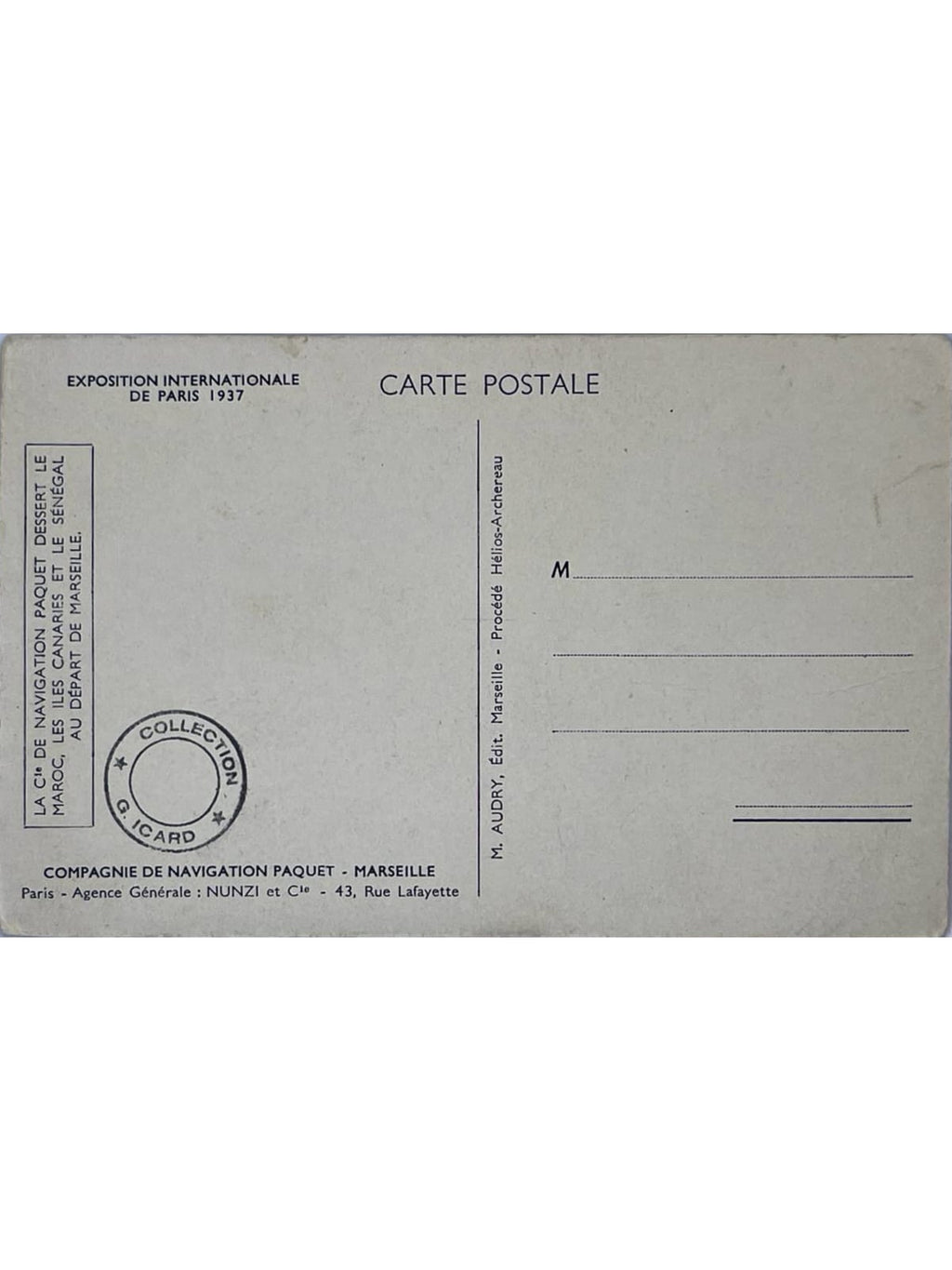 Verso de la carte postale