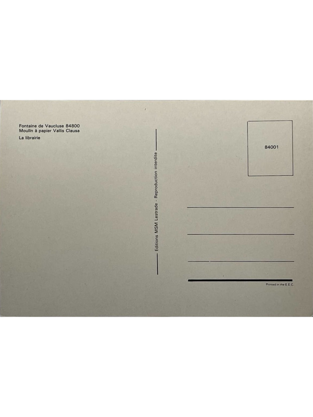 Verso de la carte postale