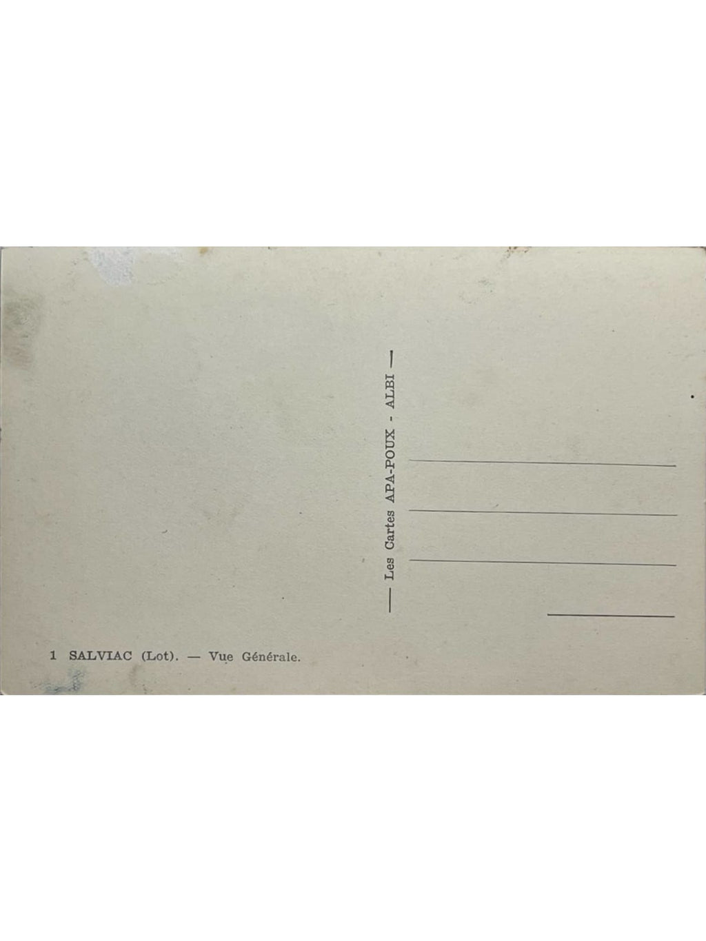 Verso de la carte postale