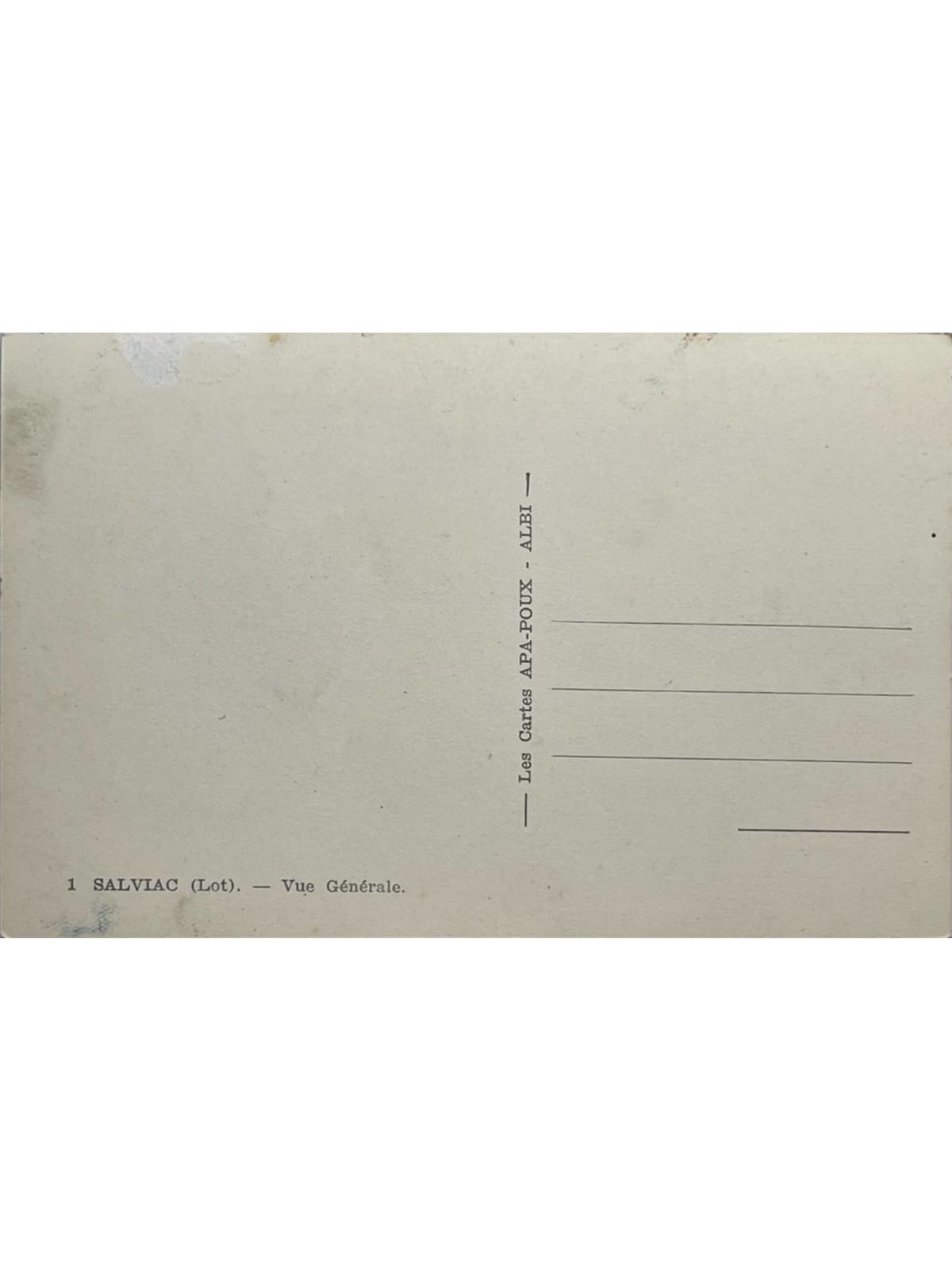 Verso de la carte postale