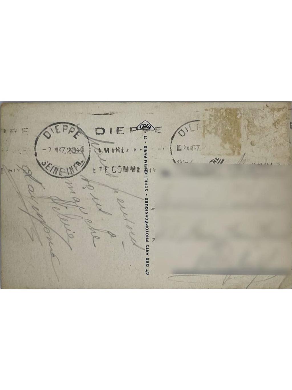 Verso de la carte postale
