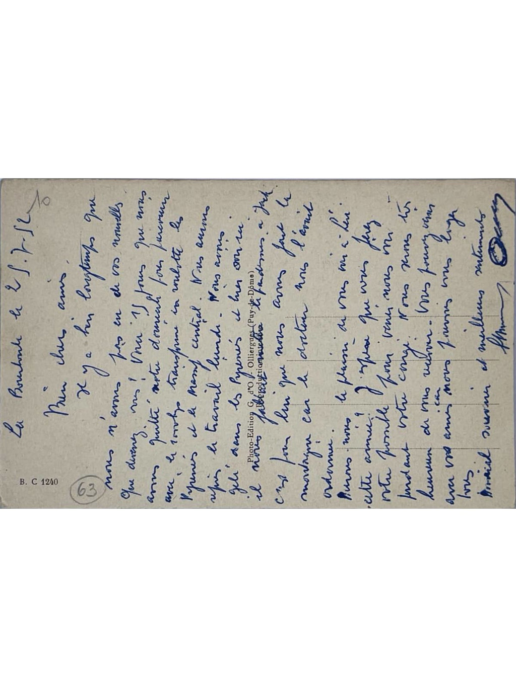 Verso de la carte postale