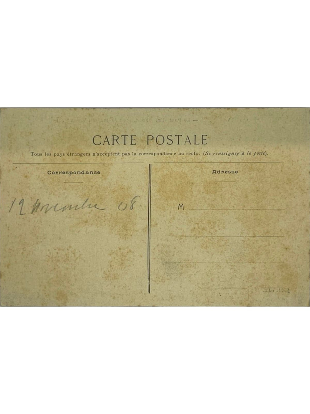 Verso de la carte postale