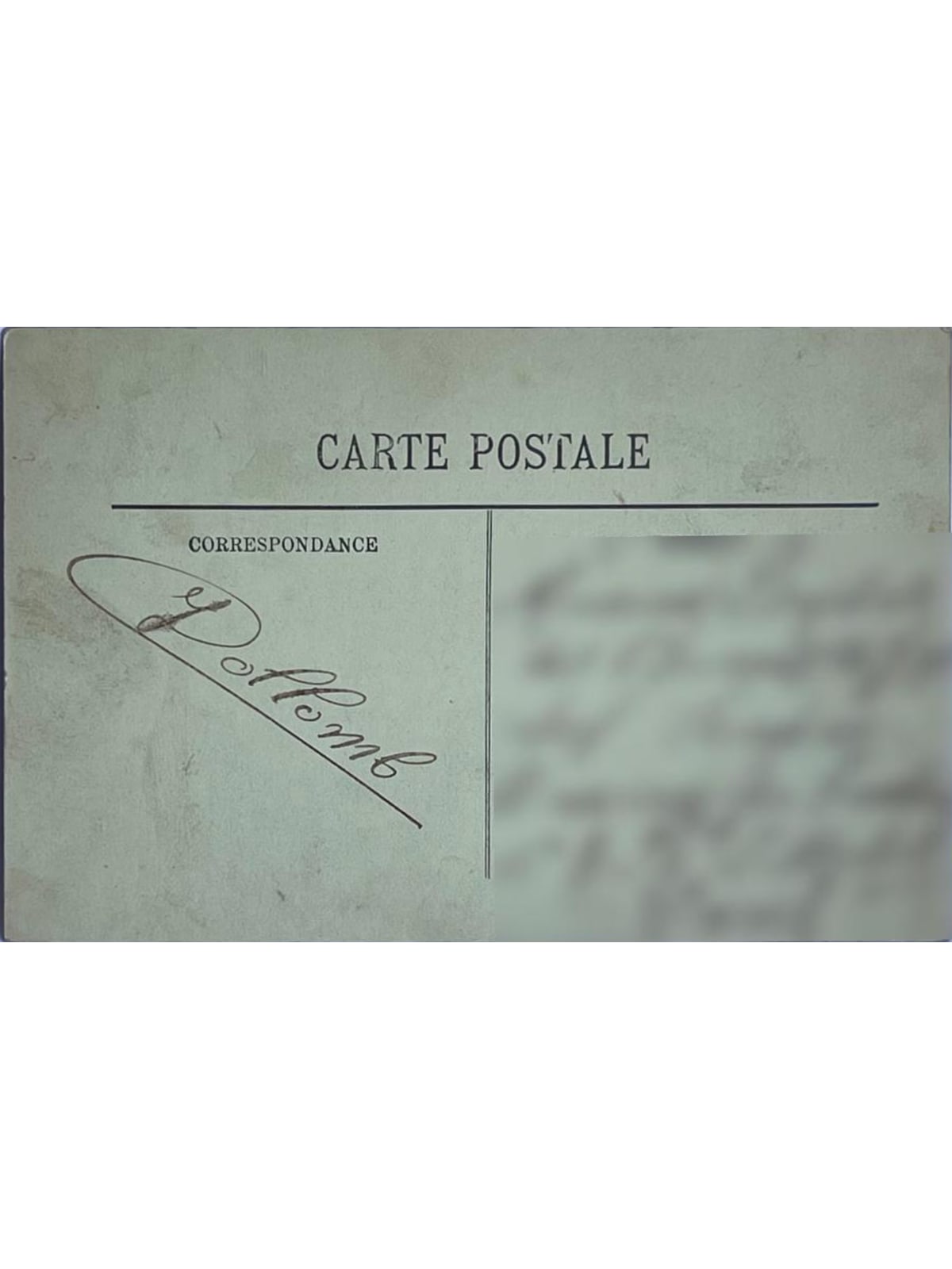 Verso de la carte postale