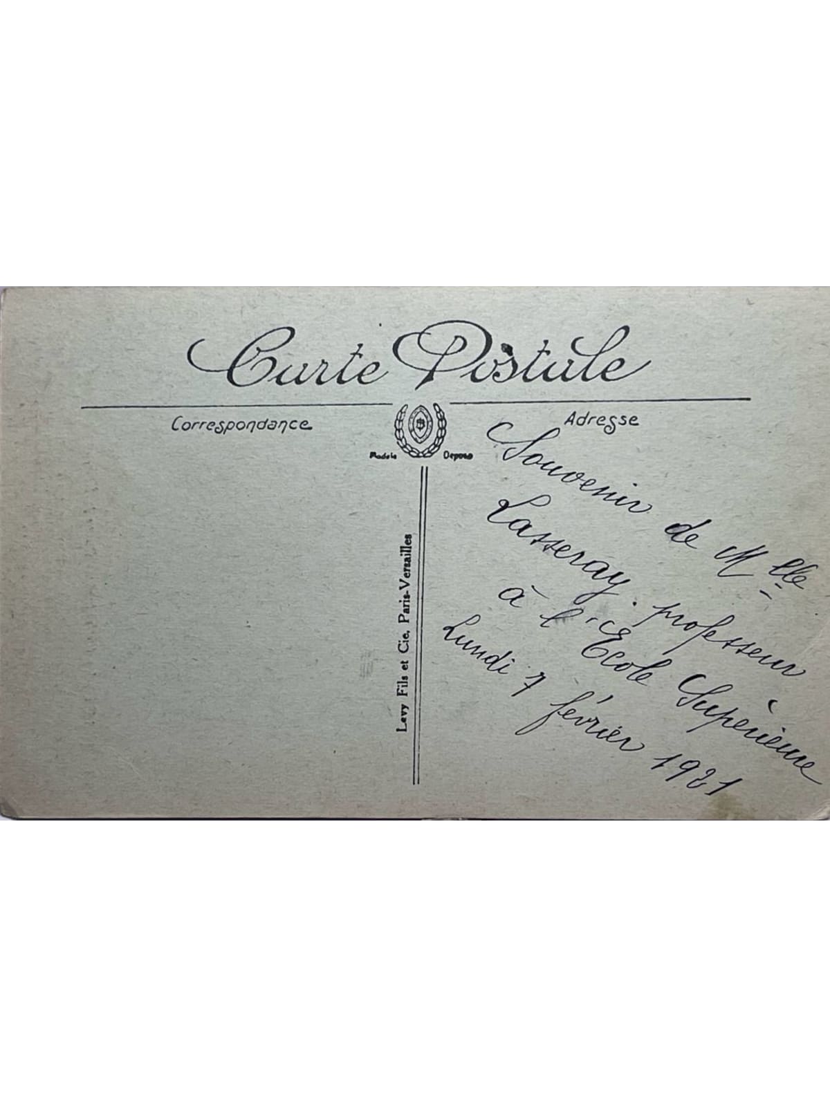 Verso de la carte postale