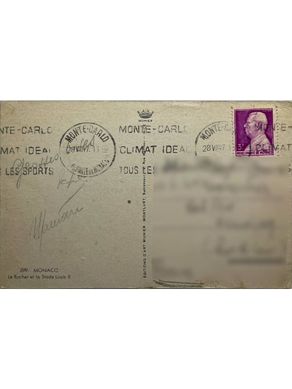Verso de la carte postale